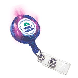LiteBack Retractable Round Badge Reel with Flashing LED Lights