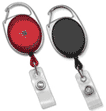 Carabiner-style badge reel - Chrome outer frame - Clear vinyl strap