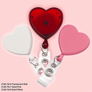 Heart-Shaped Badge Reel - Swivel Back - Clear Vinyl Strap