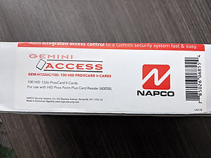 NAPCO GEM-H1326C/100 1326LSSMV ProxCard II - N901157A 36 bit Format - Qty/100