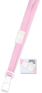 Lanyard, Pink, Flat Braided, No-Twist Plastic Hook, Break-Away, 3/8