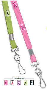 Lanyard, silk screened awareness ribbon imprint, swivel hook, 3/8