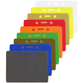 Horizontal Top Load Vinyl Badge Holder, Color Background, Slot/chain holes