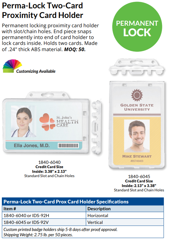Locking Badge / Proximity Card Holder, Clear Rigid Plastic