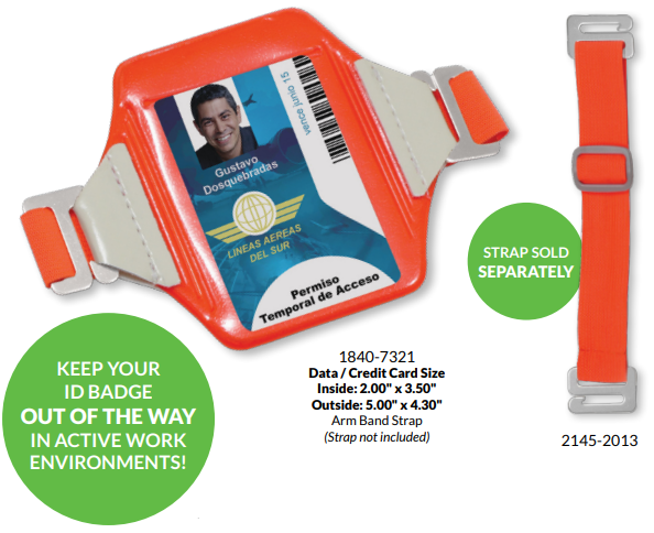 Neon Orange Reflective Arm Band Badge Holder, Vertical