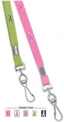 Lanyard, silk screened awareness ribbon imprint, swivel hook, 3/8