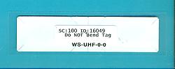 RBH AW-WS-UHF-0-0 Windshield Tag, 50 bit format, for LR-2000, 2200 & 3000 readers