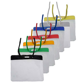 Color-Coded Badge Holder with Neck Cord, 100/pak