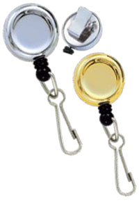 Round Key Reel - Spring Clip - Chrome - Steel Swivel Hook