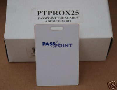 Honeywell Ademco PTPROX25SPE clamshell proximity cards, A14001 34 bit Format, custom FC and # (25 pack)