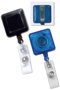 Square Badge Reels - Clear Vinyl Strap